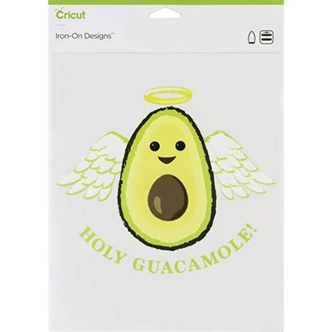 Cricut Iron On Designs Holy Guacamole 8.5X12; 1 large, ready-to-apply design; Create T-shirts, tote bags, hoodies, throw pillows, and more; Use as is or personalize with designs cut by your Cricut® machine; Get amazing, proven results with Cricut EasyPress™ or use household iron